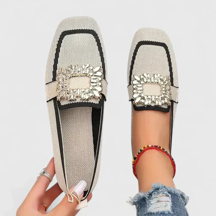Cora | Dames Instap Loafers met Kristallen Gesp