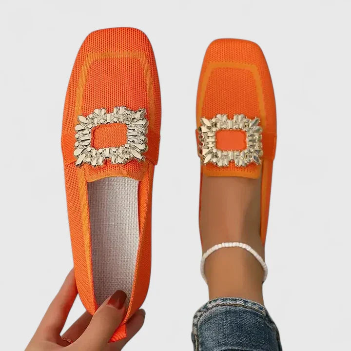 Cora | Dames Instap Loafers met Kristallen Gesp