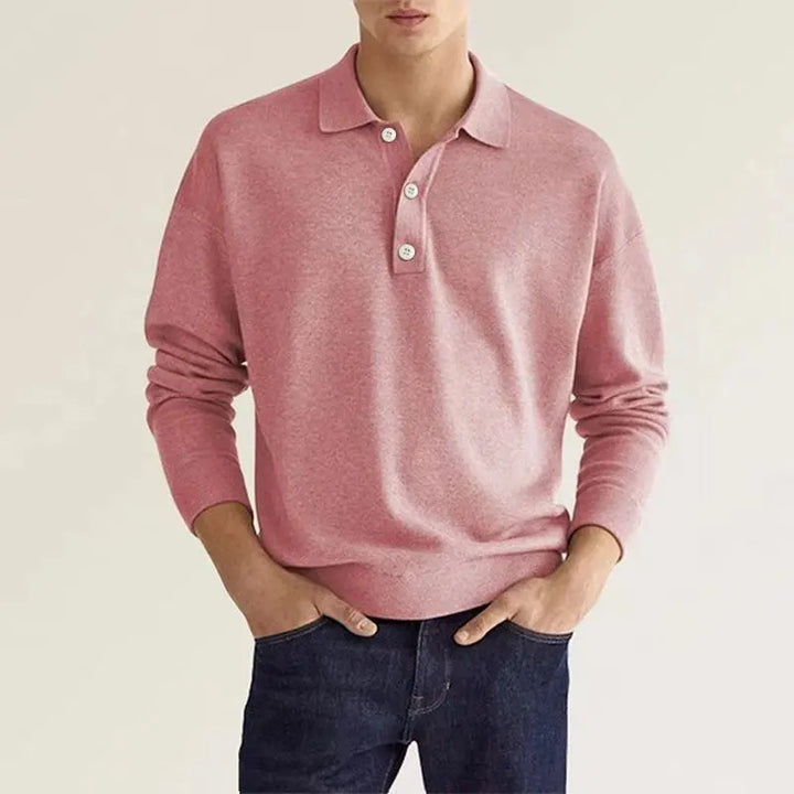 Seth | Heren Casual Gebreid Polo Shirt met Lange Mouwen