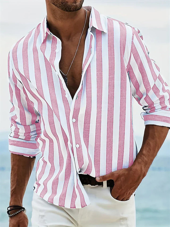 Velin | Men Striped Button Down Casual Shirt