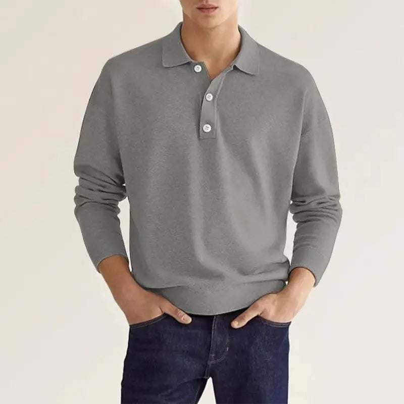Seth | Heren Casual Gebreid Polo Shirt met Lange Mouwen