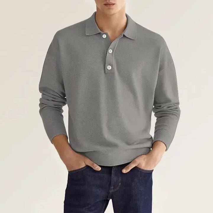 Seth | Heren Casual Gebreid Polo Shirt met Lange Mouwen