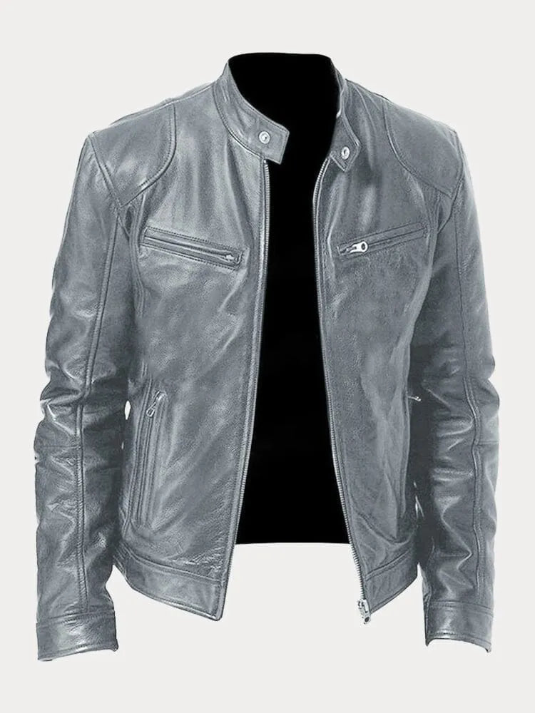 Naomi | Mannen Biker Stijl Slim Fit Lederen Jas