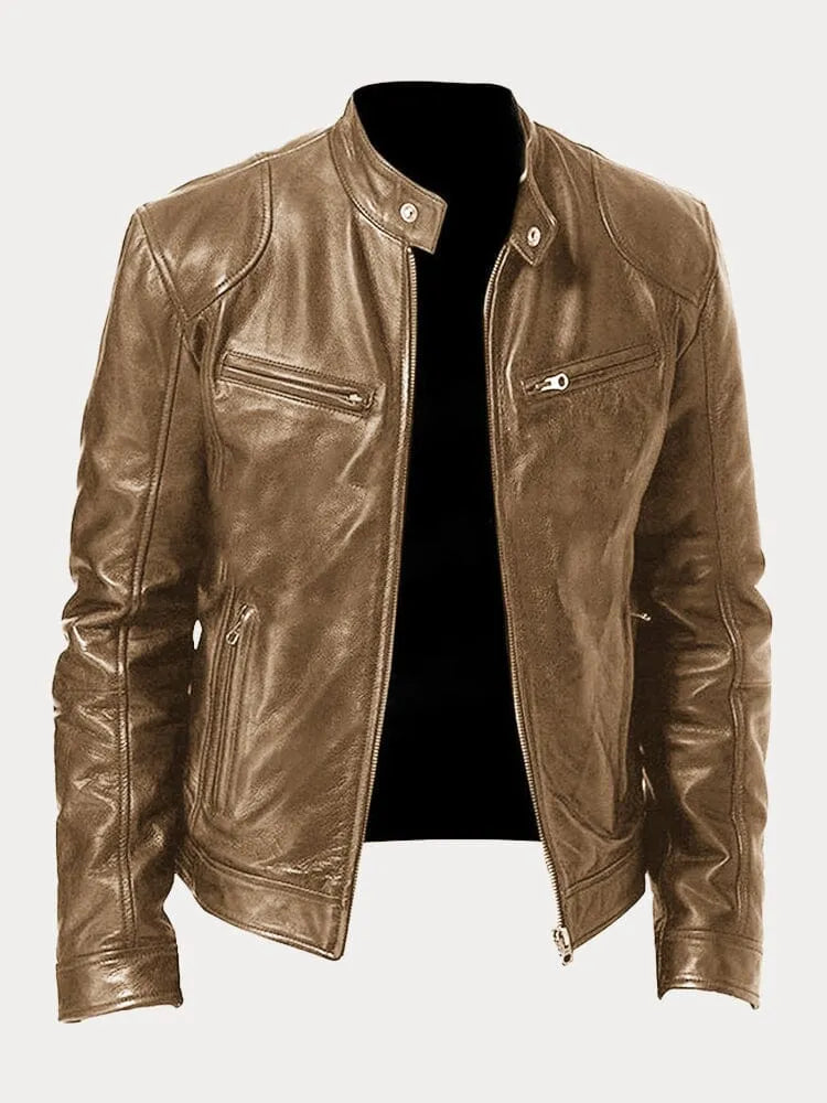 Naomi | Mannen Biker Stijl Slim Fit Lederen Jas
