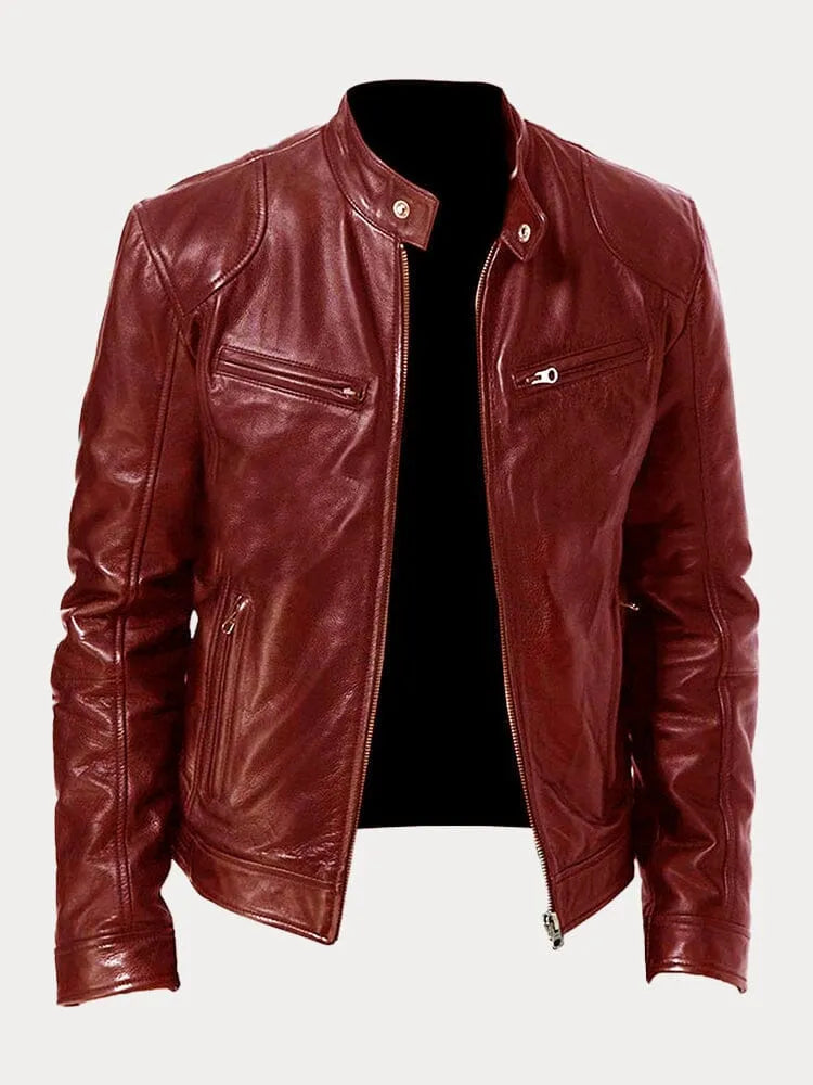 Naomi | Mannen Biker Stijl Slim Fit Lederen Jas