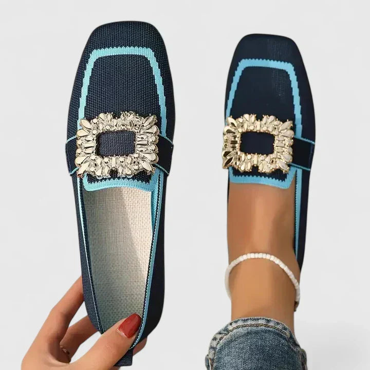 Cora | Dames Instap Loafers met Kristallen Gesp