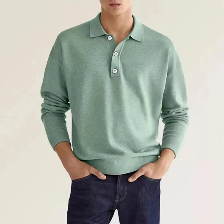 Seth | Heren Casual Gebreid Polo Shirt met Lange Mouwen