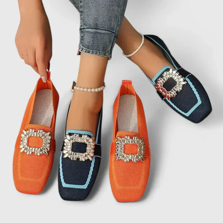Cora | Dames Instap Loafers met Kristallen Gesp