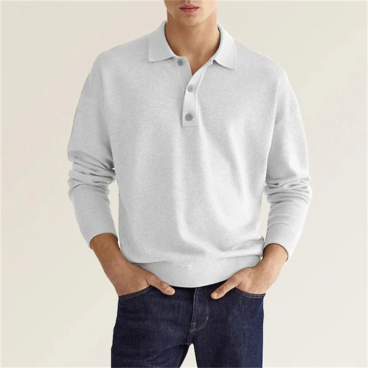 Seth | Heren Casual Gebreid Polo Shirt met Lange Mouwen