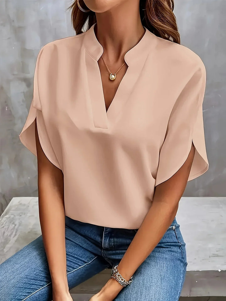 Angelica | Dames Elegante V-hals Blouse Met Splitmouwen