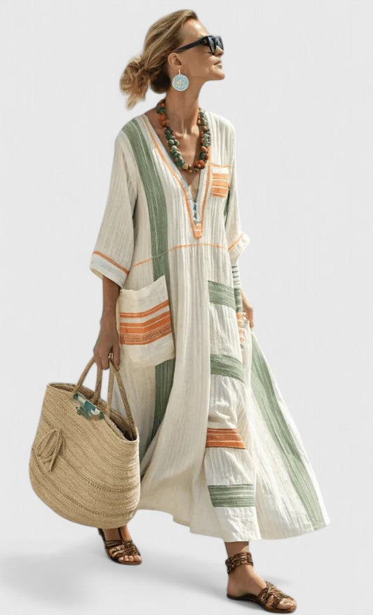 Dakota | Dames Losse Maxi Jurk met V-hals