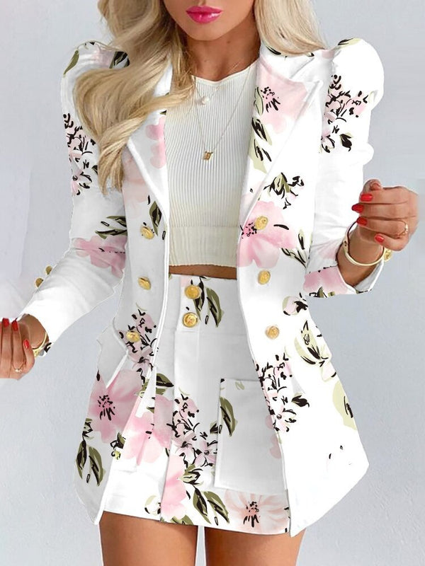 Abigail | Dames Blazer en Rok Set met Bloemenprint
