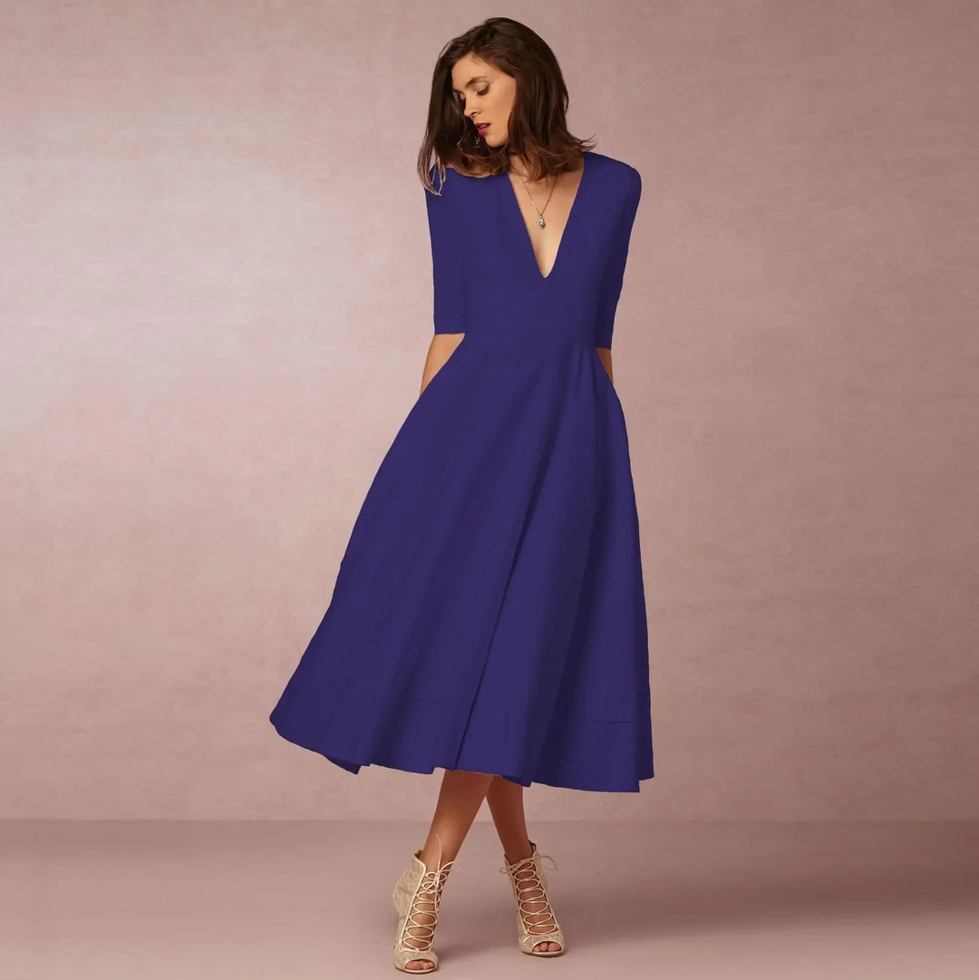 Abigail | Dames Elegante Soepel Vallende Midi Jurk