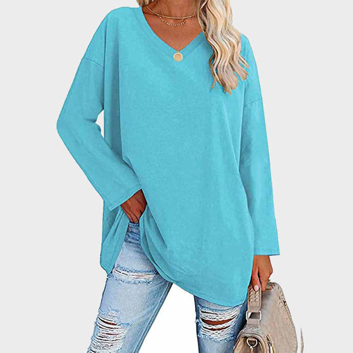 Andrea | Dames Oversized Top met V-Hals en Lange Lengte
