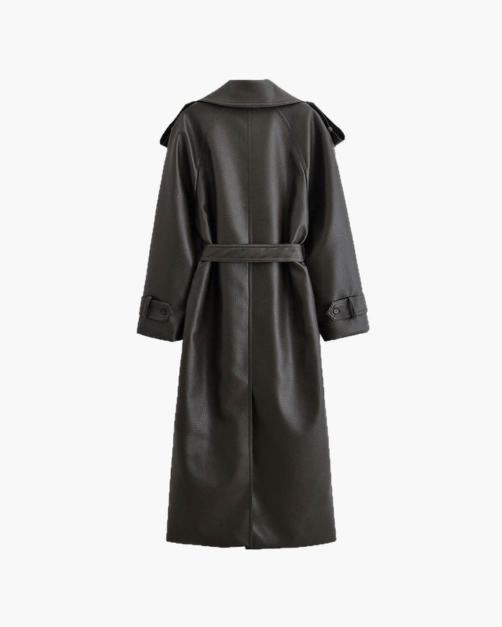 Athena | Dames Lange Winter Trench Leren Jas