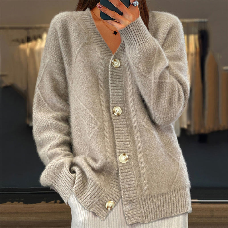 Olivia | Dames Warme Gebreide Cardigan met Knopen