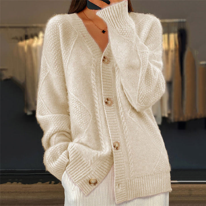 Olivia | Dames Warme Gebreide Cardigan met Knopen