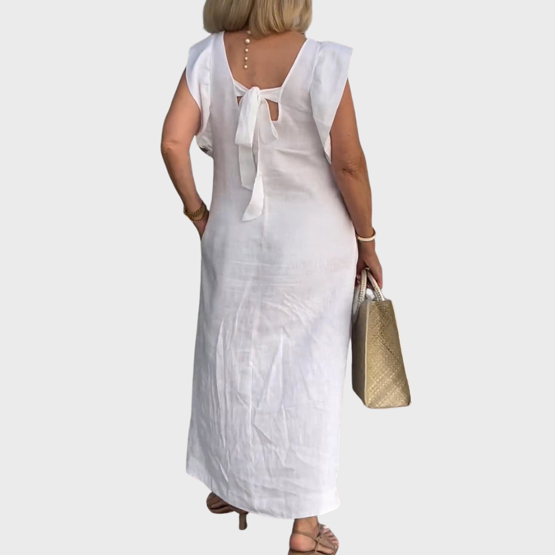 Davina | Dames Mouwloze Maxi Casual Jurk Met Zakken