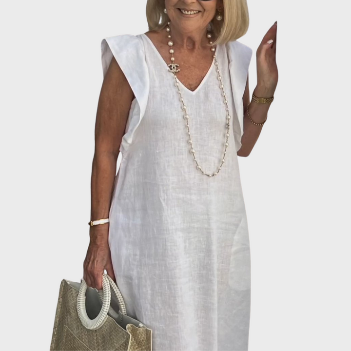 Davina | Dames Mouwloze Maxi Casual Jurk Met Zakken