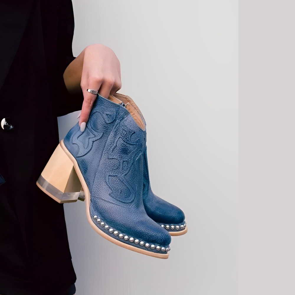 Martha | Dames Western Laarzen met Versieringen en Blokhak