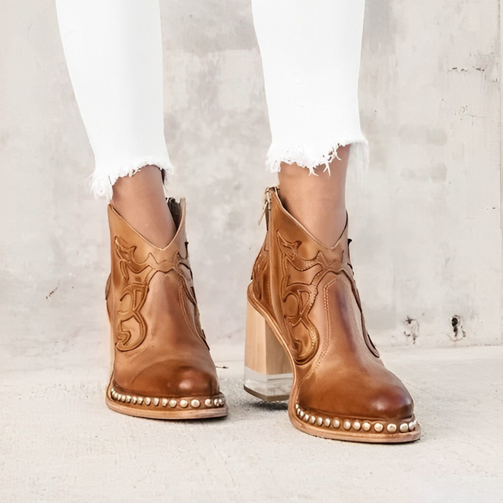 Martha | Dames Western Laarzen met Versieringen en Blokhak