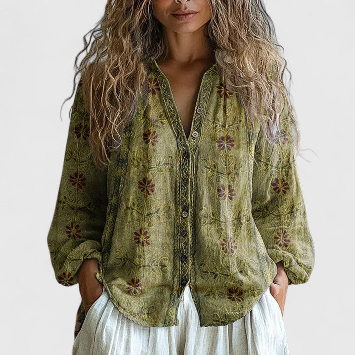 Ellie | Dames Casual Top met Print en Knopen aan de Voorkant