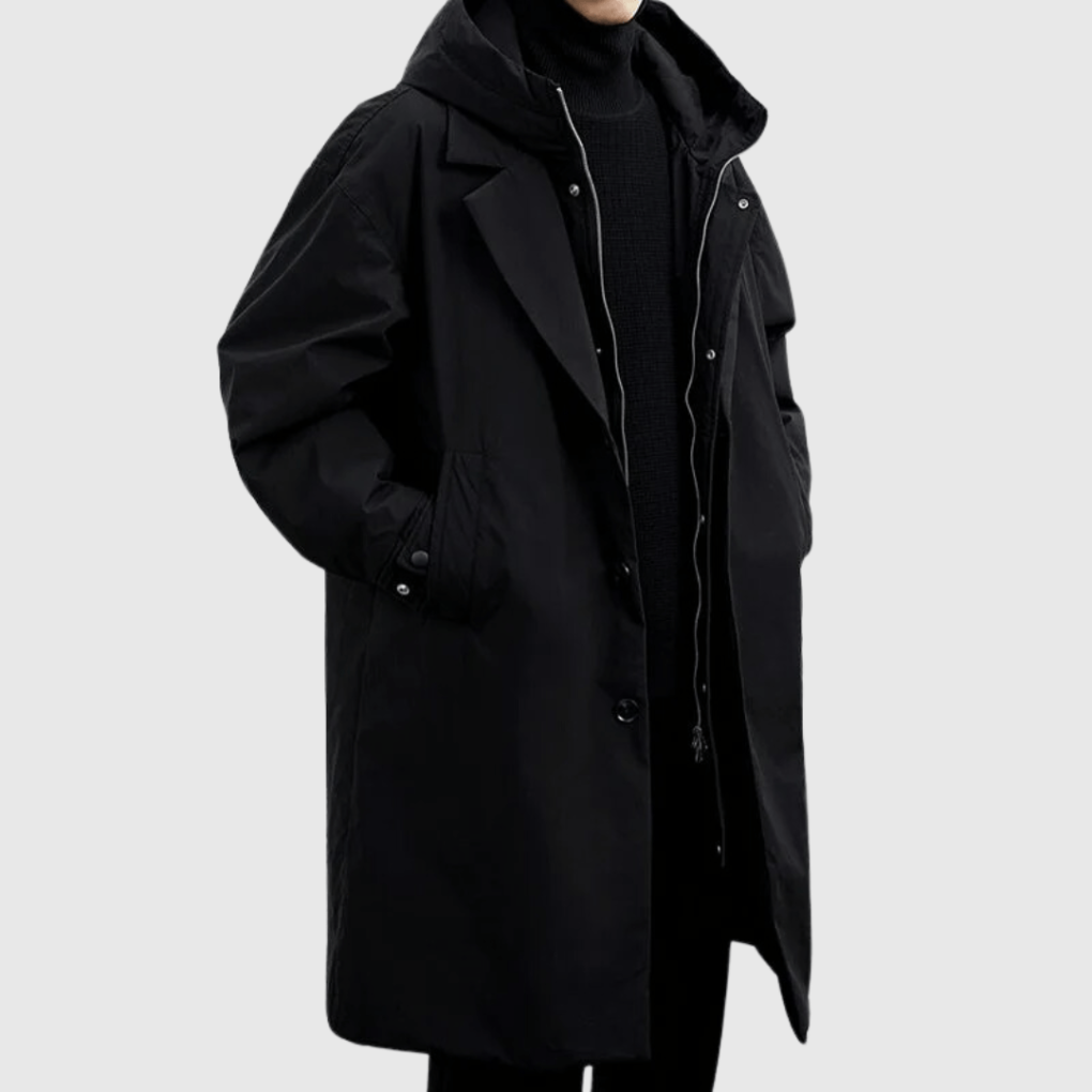 Emerson | Heren Oversized Hooded Lange Trenchcoat