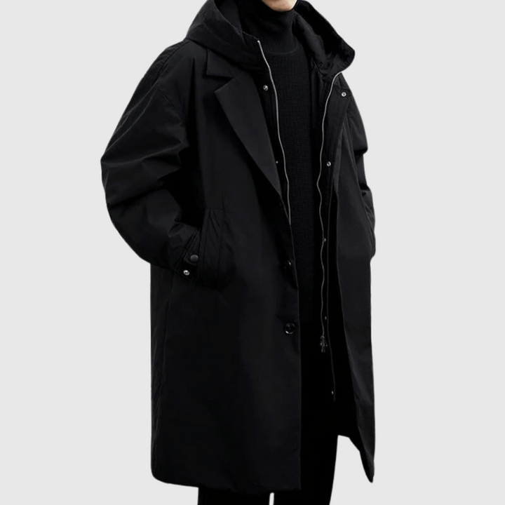 Emerson | Heren Oversized Hooded Lange Trenchcoat