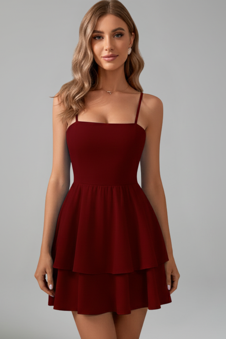 Brianna | Women’s Spaghetti Strap Flared Skirt Mini Dress