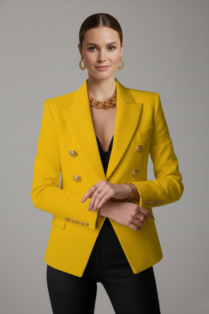 Jamie | Dames Dubbelrijige Blazer met Goudkleurige Knopdetails