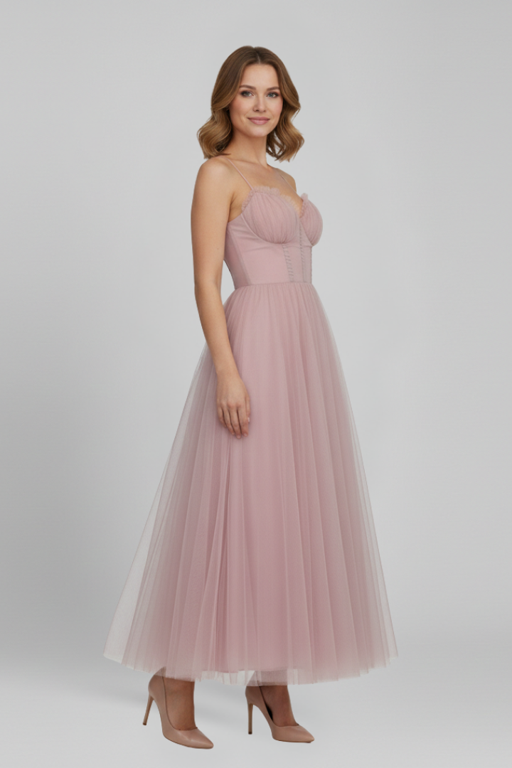 Estrella | Dames Strapless Maxi Jurk met Tule Rok