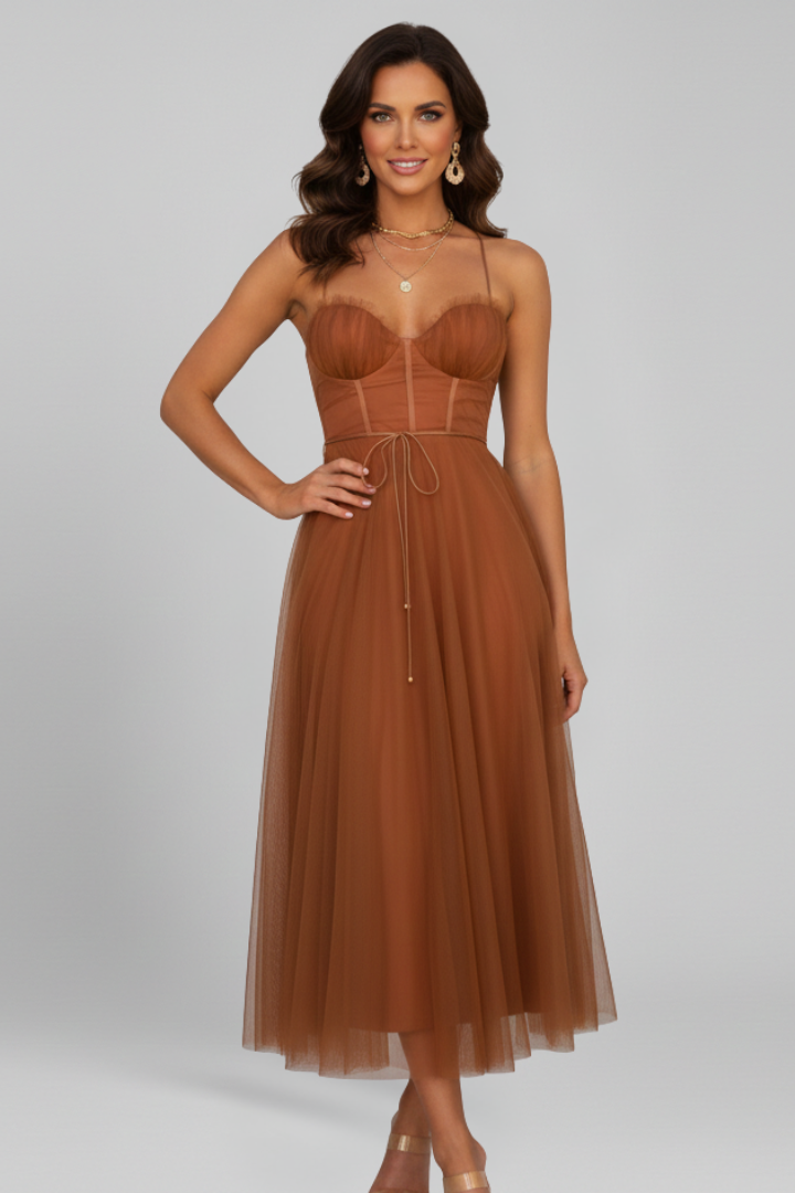 Estrella | Dames Strapless Maxi Jurk met Tule Rok