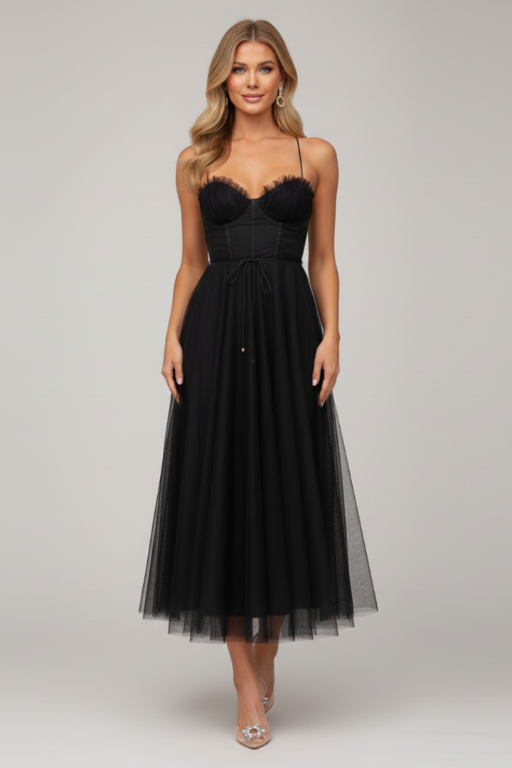 Estrella | Dames Strapless Maxi Jurk met Tule Rok