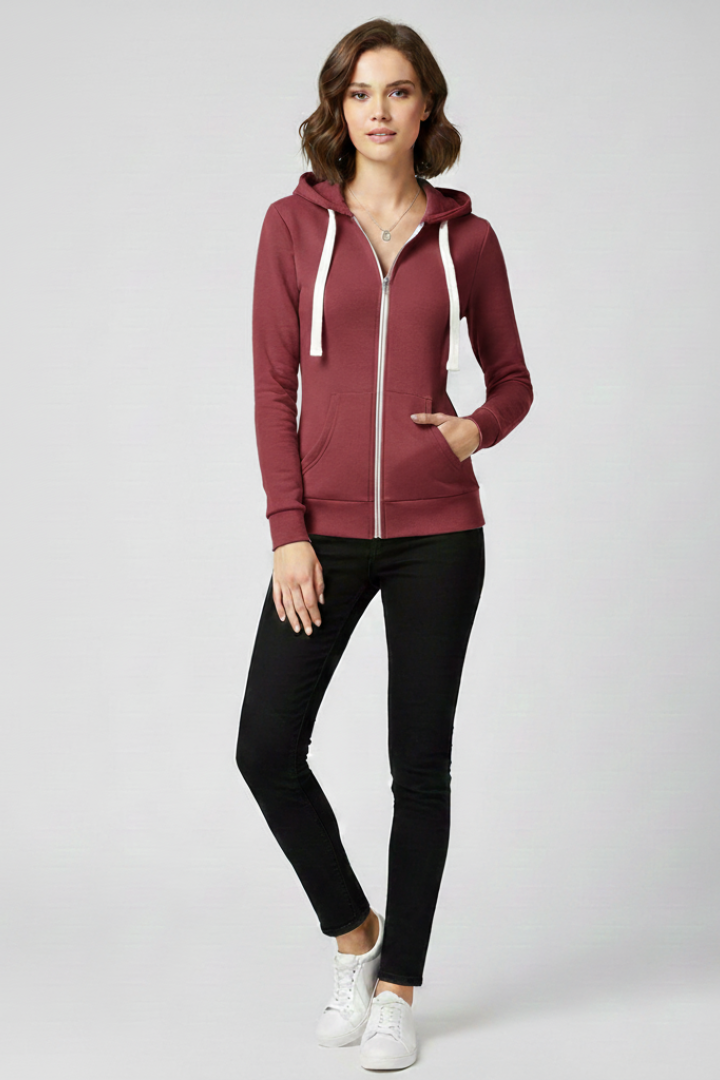 Kaylee | Dames Hoodie met Voorkant Rits en Kangoeroezakken