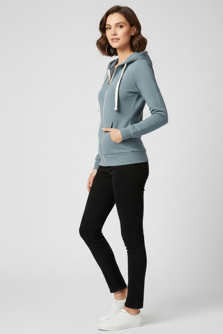 Kaylee | Dames Hoodie met Voorkant Rits en Kangoeroezakken