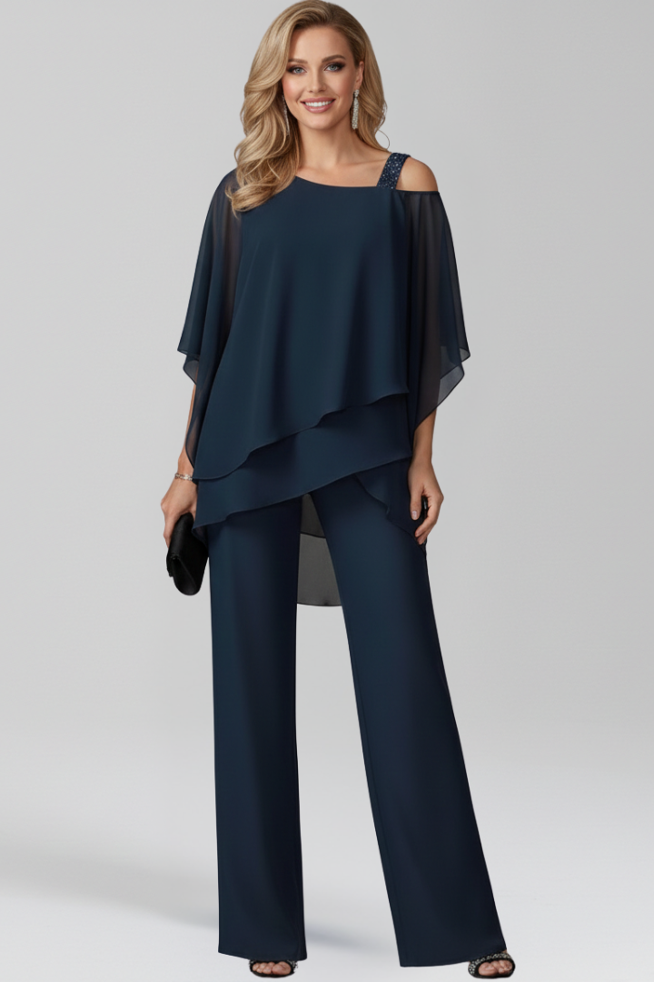 Addison | Dames Cold-Shoulder Vloeiende Wide-Leg Jumpsuit