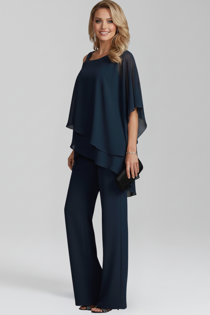 Addison | Dames Cold-Shoulder Vloeiende Wide-Leg Jumpsuit