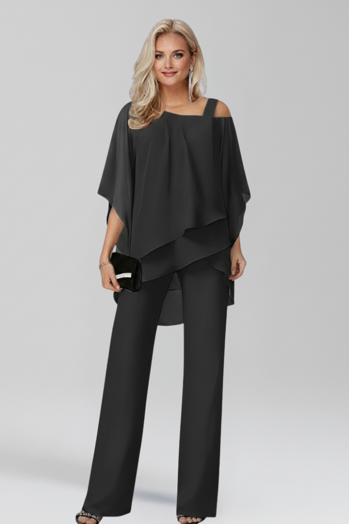 Addison | Dames Cold-Shoulder Vloeiende Wide-Leg Jumpsuit