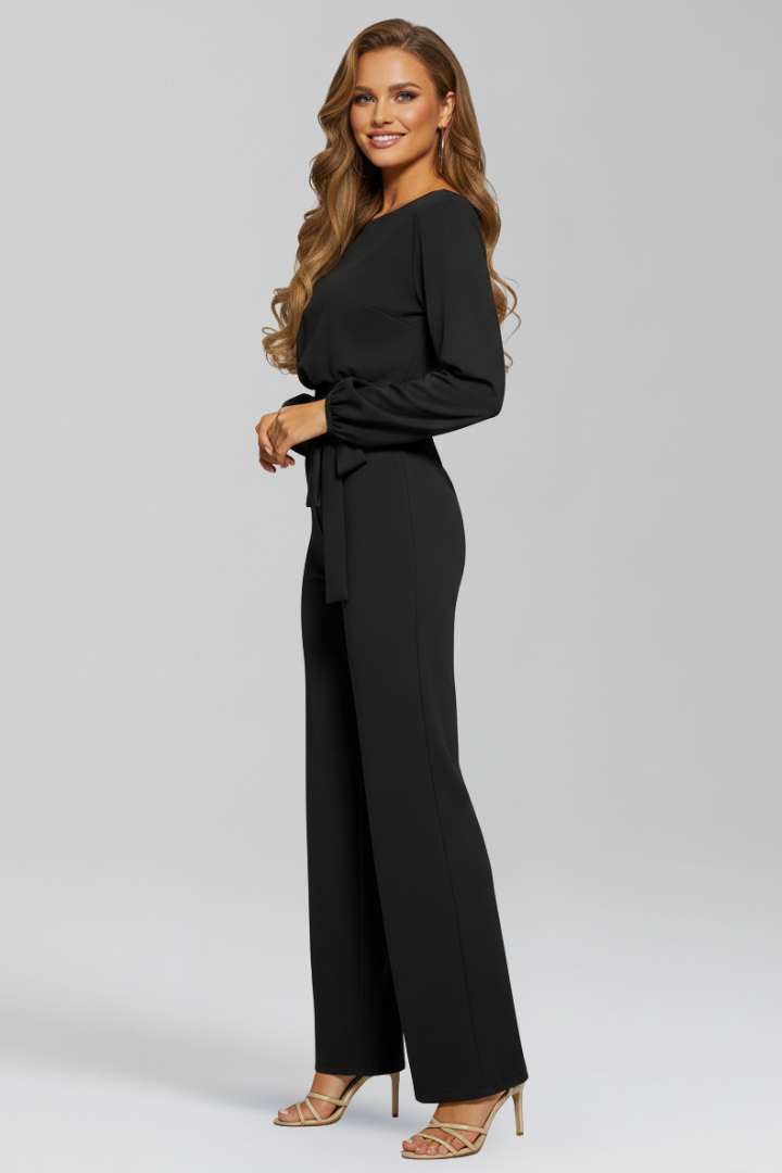 Genesis | Dames Ronde Hals Bindgordel Klassiek Jumpsuit