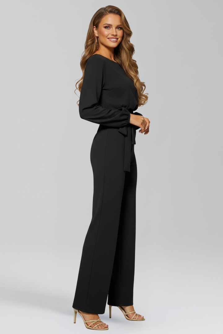 Genesis | Dames Ronde Hals Bindgordel Klassiek Jumpsuit