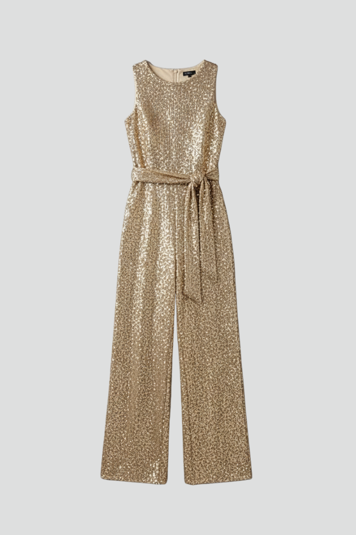 Lillian | Dames Pailletten Rechte Pijpen Avond Jumpsuit