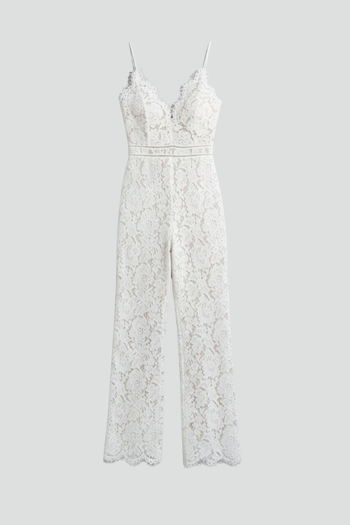 Alice | Dames Mouwloos Kant V-Hals Wide-Leg Jumpsuit