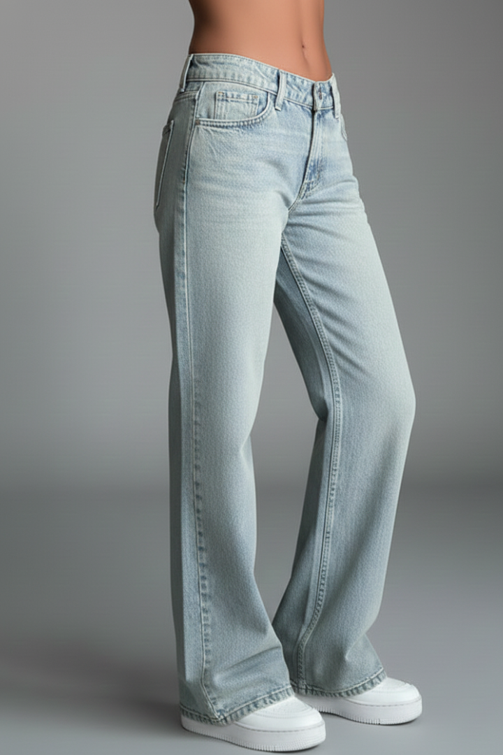 Ella | Dames Casual Lage Taille Straight-Leg Denim Jeans