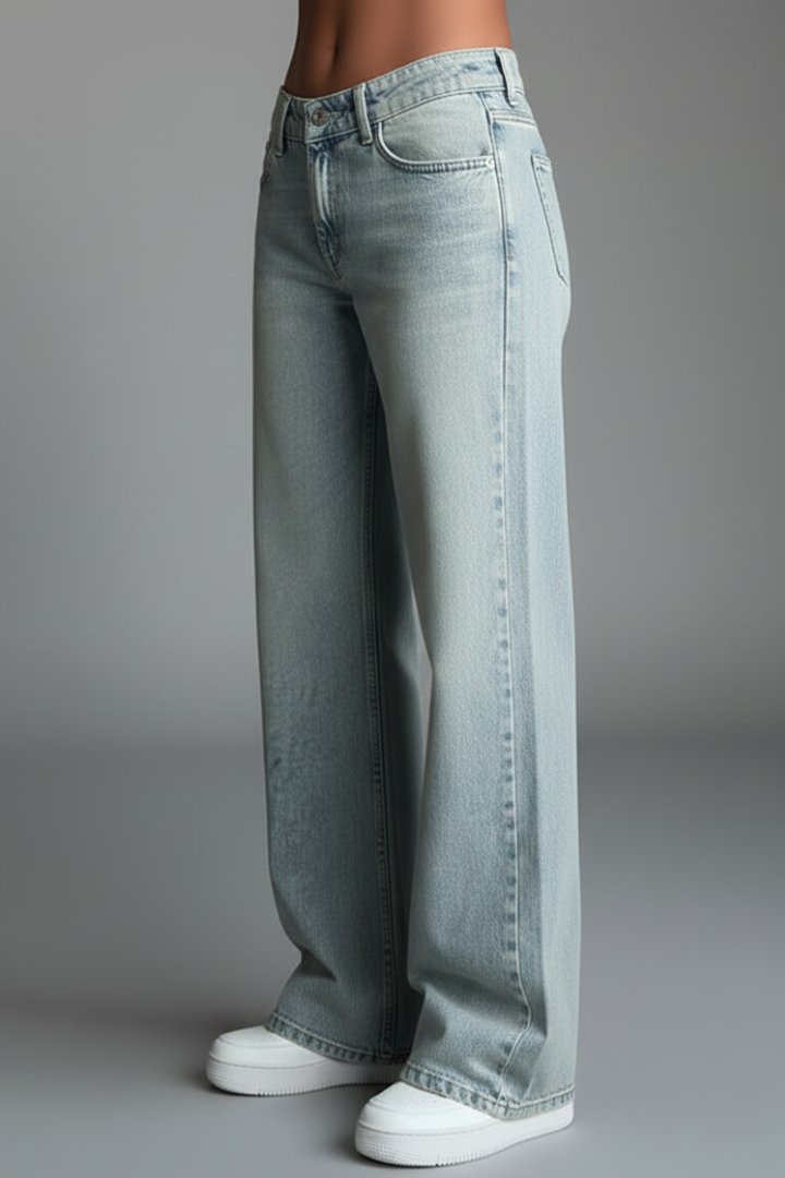 Ella | Dames Casual Lage Taille Straight-Leg Denim Jeans