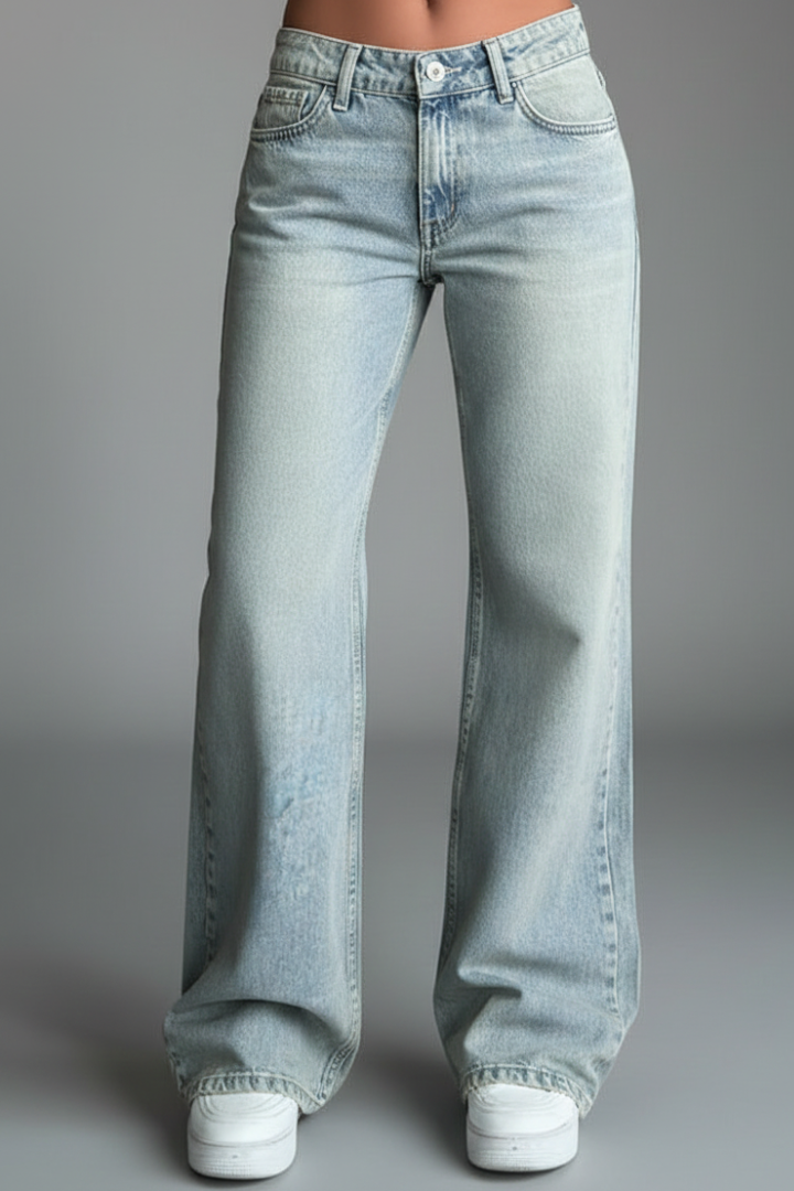 Ella | Dames Casual Lage Taille Straight-Leg Denim Jeans
