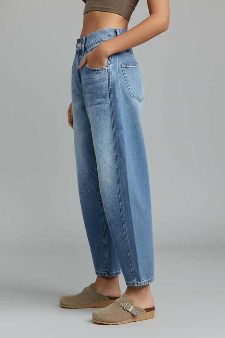 Isla | Dames Casual Mid-Waist Denim Jeans met Frontsluiting