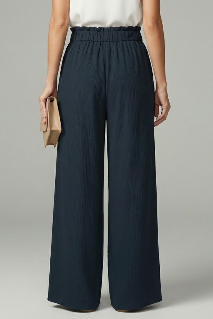 Ashley | Dames Palazzo-broek met bindriem en wijde pijpen