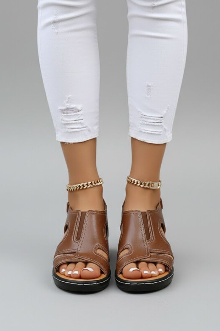Kaia  | Dames Plateau Sandalen met Open Teen en Uitsparingen