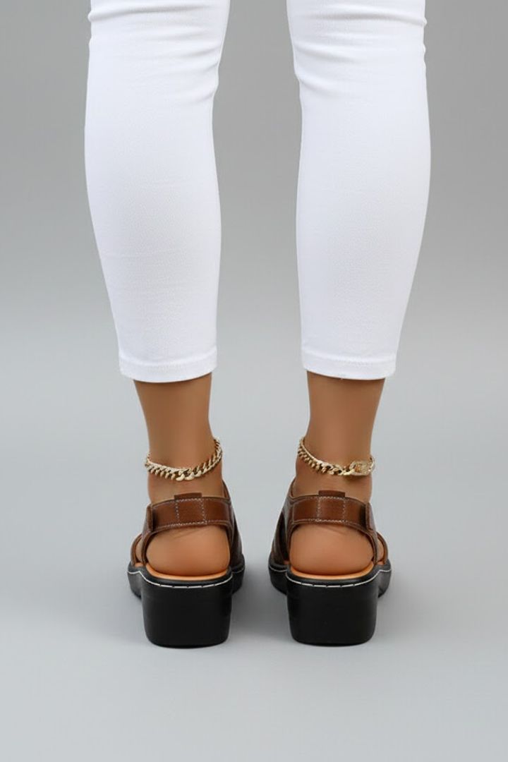 Kaia  | Dames Plateau Sandalen met Open Teen en Uitsparingen