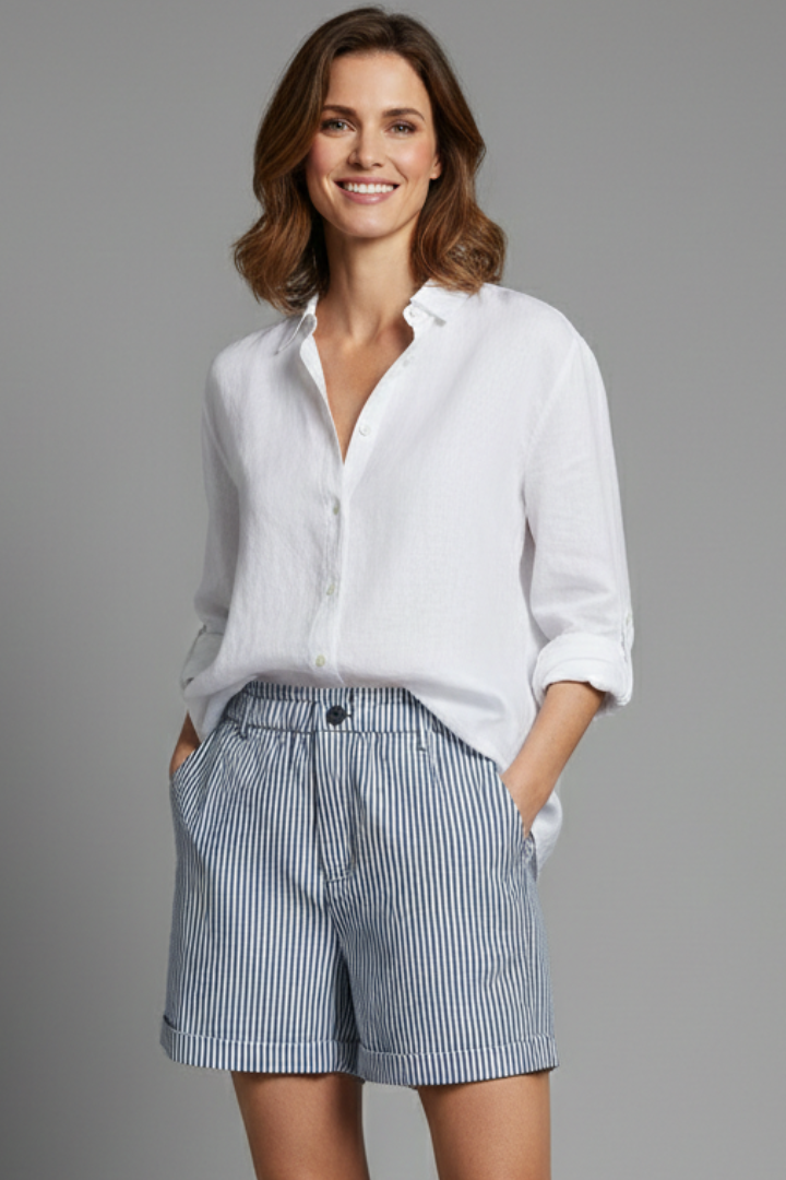 Ryleigh | Dames shorts met strepen, hoge taille en klassieke snit